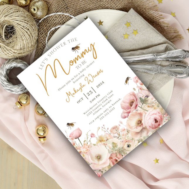 Invitación Mami to bebe Wildlfower Baby Shower floral pastel (Subido por el creador)