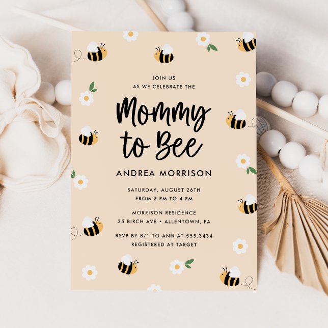 Invitación Mami to Bee Bumblebee Floral Baby Shower (Subido por el creador)