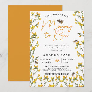 Invitación Mami to Bee flor silvestre amarillo floral Baby Sh