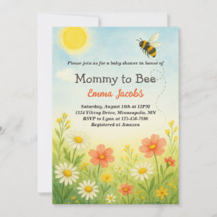Invitación Mami To Bee Gender Neutral Floral Baby Shower