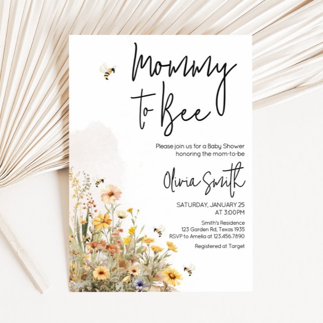 Invitación Mami to Bee Wildflower Baby Shower (Wildflower Mommy to Bee Baby Shower Invitation)