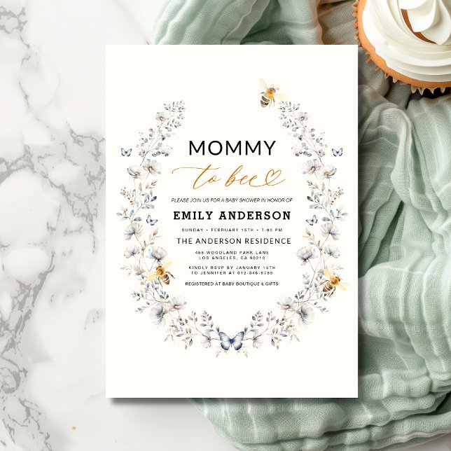Invitación Mami to Bee Wildflower Género Baby Shower neutral (Subido por el creador)
