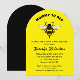 Invitación Mami To Bee Yellow Black Guay Elegante Baby Shower