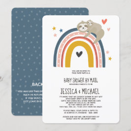 Invitación Mami y Baby Sloth Rainbow | Baby Shower por correo