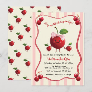Invitación Mami y gemelos Baby Cherry Baby Shower