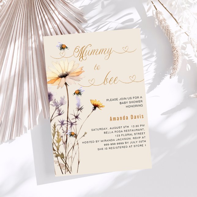 Invitación Mamita para ser una flor silvestre beige bebé duch (Subido por el creador)