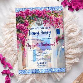 Invitación Mamma Mia Blue Tile Disco Ball Bridal Shower