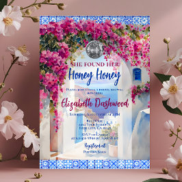 Invitación Mamma Mia Blue Tile Disco Ball Bridal Shower Invit