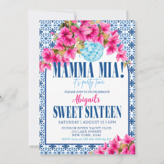 Invitación ¡Mamma Mia! Cumpleaños Dulces 16