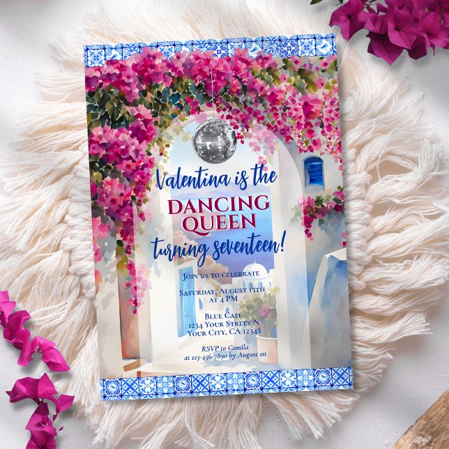 Invitación Mamma Mia Dancing Queen Disco Cumpleaños Floral (Subido por el creador)