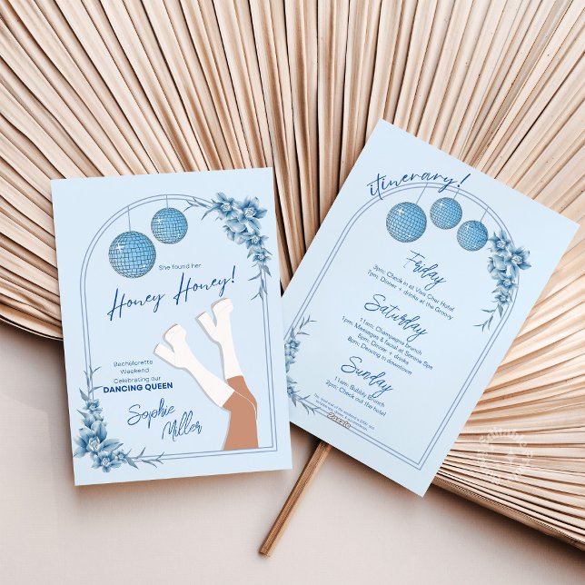 Invitación Mamma Mia Disco Bachelorette Fin de Semana Itinera (Mamma Mia Disco Bachelorette Invite)