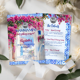 Invitación Mamma Mia Floral Bachelorette Party Itinerario
