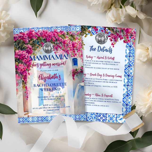Invitación Mamma Mia Floral Bachelorette Party Itinerario (Subido por el creador)