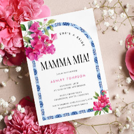 Invitación Mamma Mia Floral Blue Tile Briower