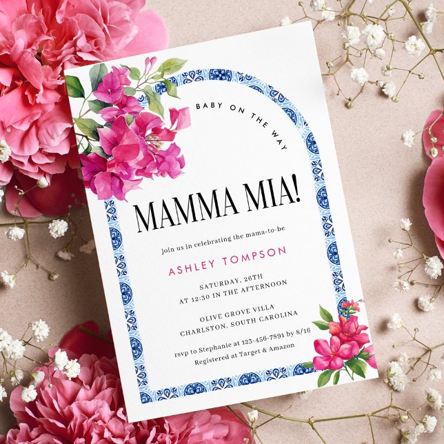 Invitación Mamma Mia Floral Mediterráneo Baby Shower italiano (Subido por el creador)