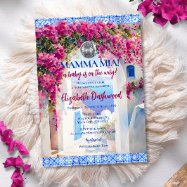 Invitación Mamma Mia Greek Tile Disco Ball Girl Baby Shower