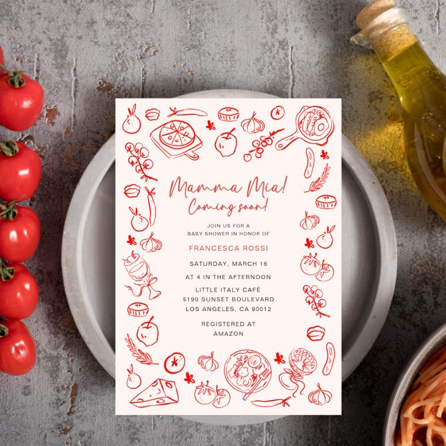 Invitación Mamma Mia Italian Baby Shower (Subido por el creador)