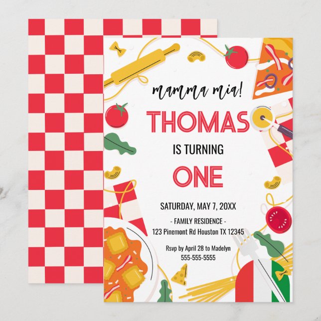 Invitación mamma mia! Italian Birthday Party Invitation (Anverso / Reverso)