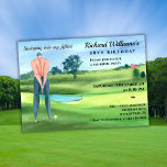 Invitación Man Golf Player Swinging Into My 50th Birthday<br><div class="desc">"Tee off into a golden era! Our exclusive 50th birthday invitation captures the essence of leisure and accomplishment with its picturesque golf-themed watercolor design. Invite your guests to witness the perfect swing into his fifties, customizable with your name, date, and details. Get ready for a celebration that's as stylish as...</div>