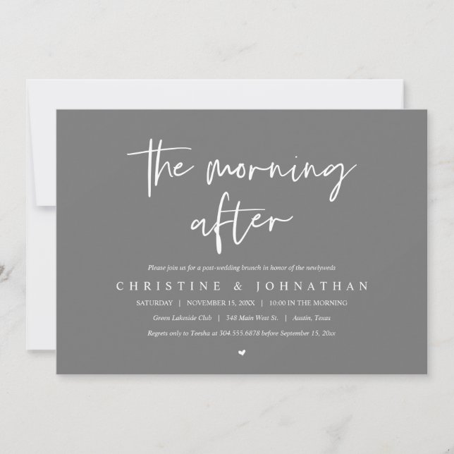 Invitación Mañana después, celebración del brunch post boda (Anverso)