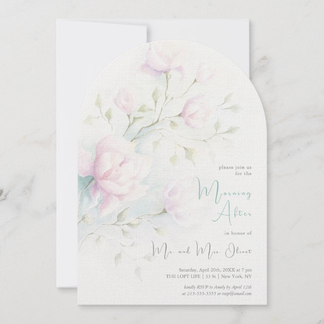 Invitación Mañana Después de la Magnolia Rosa (Anverso)