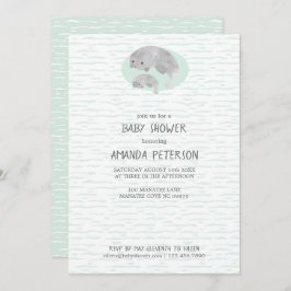 Invitación Manatee con baño y bebé con Baby Shower con olas