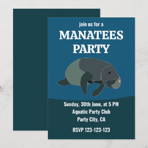 Invitación Manatee Under Sea Birthday Party Manatee