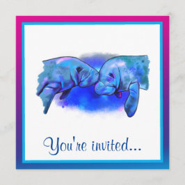 Invitación Manatees Happy Birday