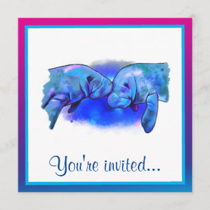 Invitación Manatees Happy Birday