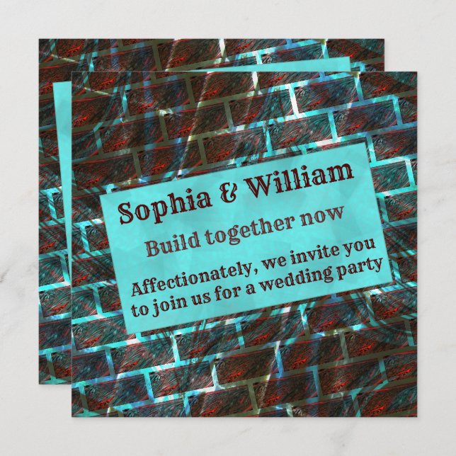 Invitación Mancha roja, arañazos, efecto de cuadrícula o ladr (Anverso / Reverso)