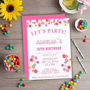 Invitación Manchas Modernas Coloridas de Acuarela Cumpleaños 