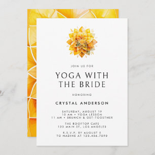 Invitación Mandala amarillo color agua yoga con novia