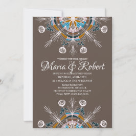 Invitación Mandalá Bohemio Colorido Boda Marrón Boho