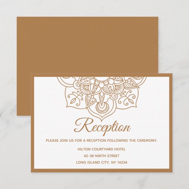 Invitación Mandala Brown Boho Boho Boda india moderna de cose (Anverso / Reverso)