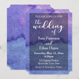Invitación Mandalá de Acuarela Púrpura "La Boda De"