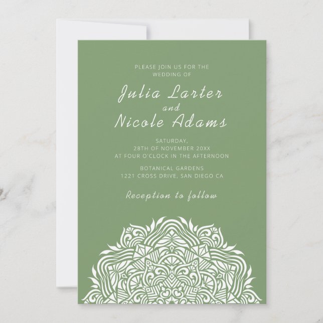 Invitación Mandala de boda de joya persa ordenada (Anverso)