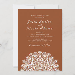 Invitación Mandala de boda de luna creciente radiante y airea