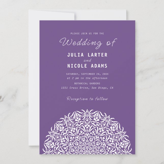 Invitación Mandalá de Boda de Piedra de Mármol de Arrecife de (Anverso)