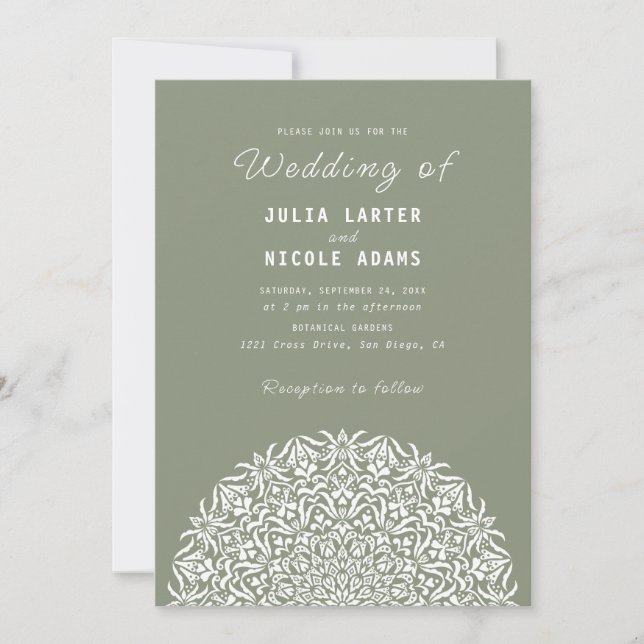 Invitación Mandalá de Boda de Piedra de Mármol de Arrecife de (Anverso)