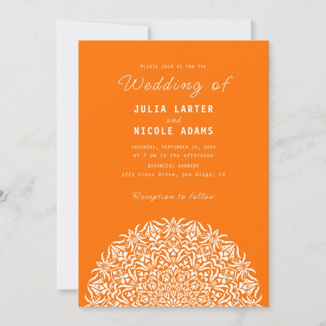 Invitación Mandalá de Boda de Piedra de Mármol de Arrecife de (Anverso)