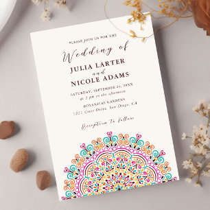 Invitación Mándala de boda floreciente del terreno mexicano r
