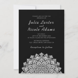 Invitación Mandala de Boda Media Luna Creciente Radiante y Et
