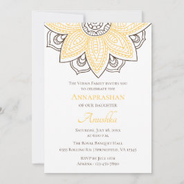 Invitación Mandala de girasol amarillo | Annaprashan