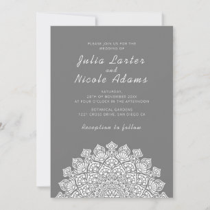 Invitación Mandala de luna creciente radiante y aireada para