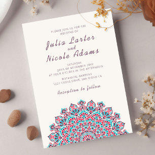 Invitación Mandala de luna creciente radiante y aireada para