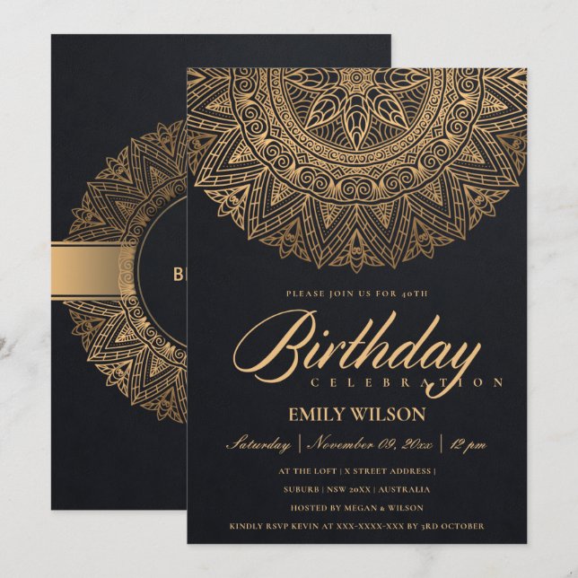 INVITACIÓN MANDALA DE ORO NEGRO EN CUALQUIER AÑO 65º PARTIDO  (Anverso / Reverso)