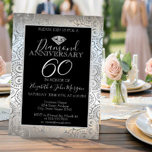 Invitación Mandalá de plata Aniversario de bodas de diamante