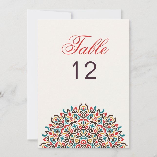Invitación Mandala de tabla de boda geométrica de celosía mar (Anverso)