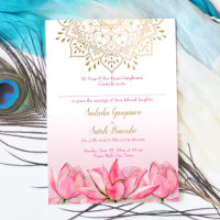 Mandala dorada de loto rosa boda indio