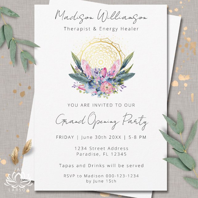 Invitación Mandala Dorado Cristales Rosas Spa Boho Evento Emp (Subido por el creador)